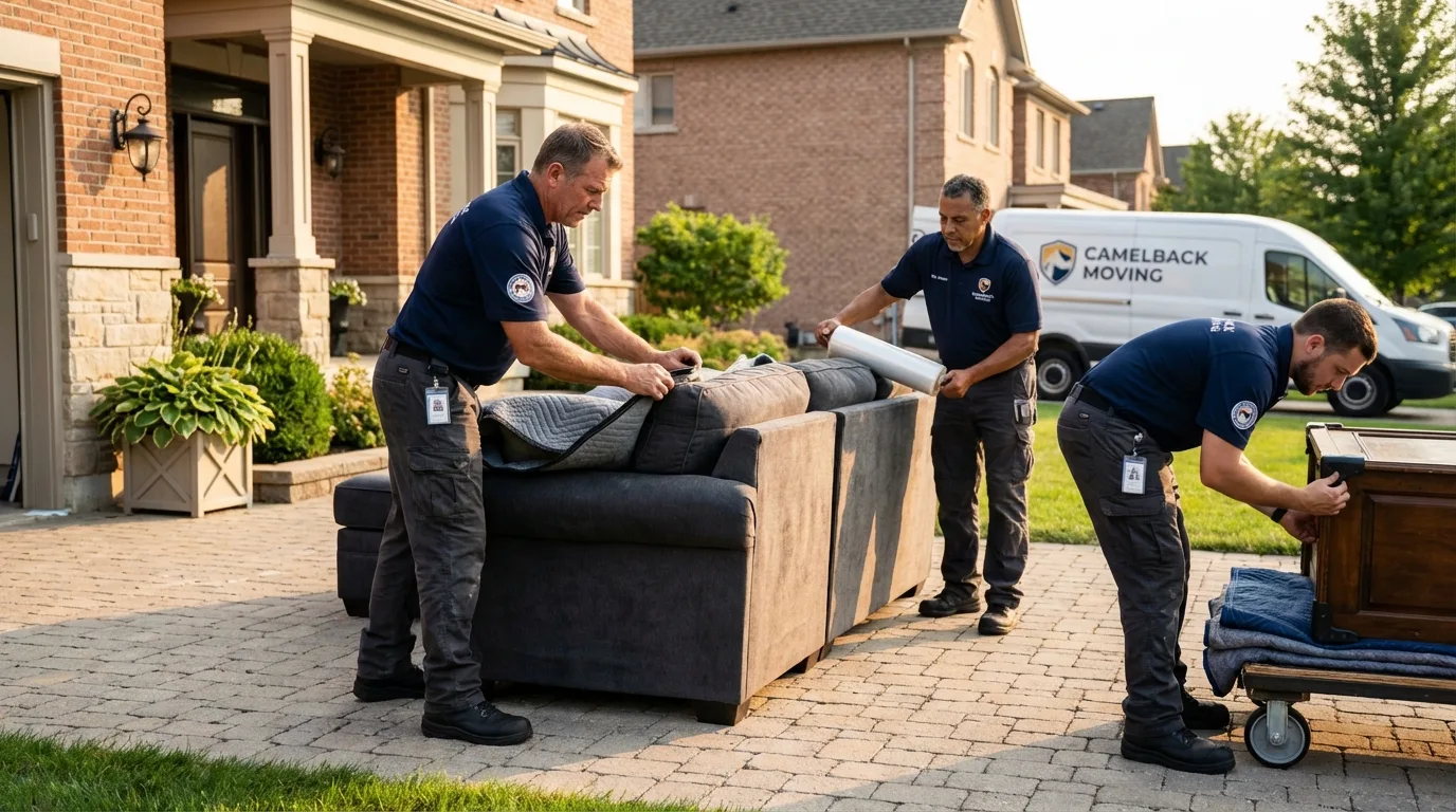 Large estate moving crew wrapping furniture in Steele, MO