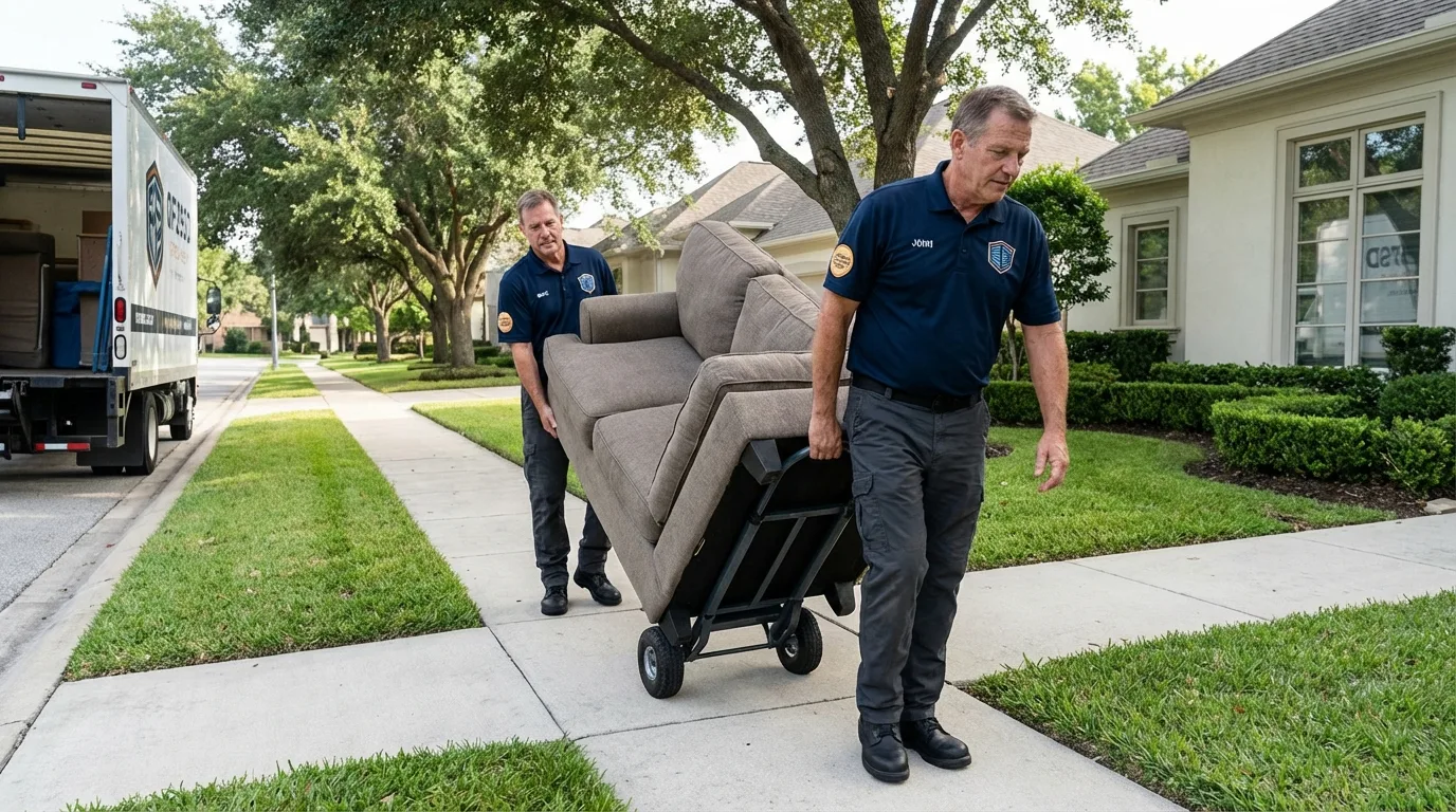 Local residential moving crew loading furniture in Steele, MO